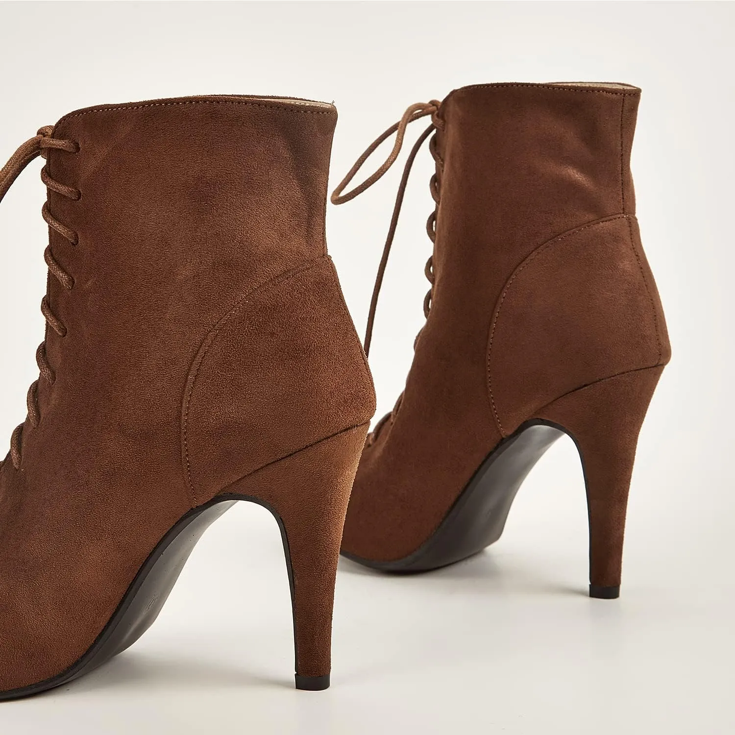 GATUXUS Women Platform Open Toe Lace Up High Heel Boots Ankle Booties Pump Shoes