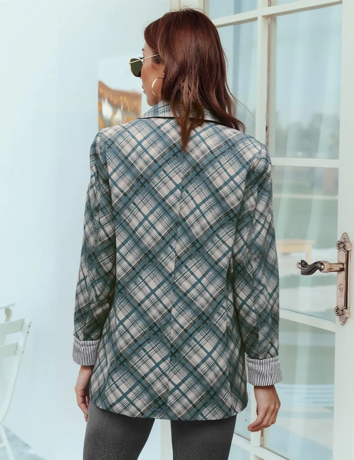 Genhoo Blazer Jackets for Women Open Front Long Sleeve Work Office Casual Blazers with Pockets S-2XL