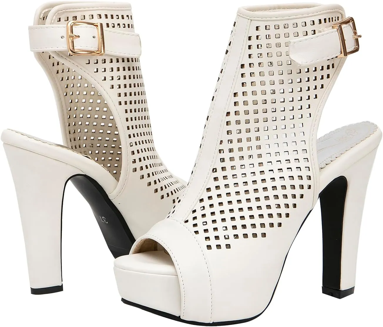 getmorebeauty Women's Cut Out Heel Sandals Open Toes High Heels Sexy Ankle Boots