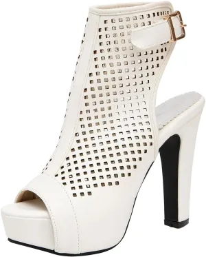 getmorebeauty Women's Cut Out Heel Sandals Open Toes High Heels Sexy Ankle Boots