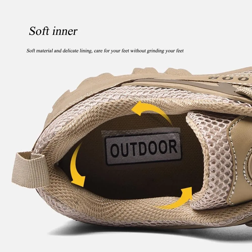 GEXECEUSS Hiking Shoes Men Lightweight Outdoor Wading Breathable Sneakers Low-Top Anti Slip Shock Absorption Camping Walking Shoes
