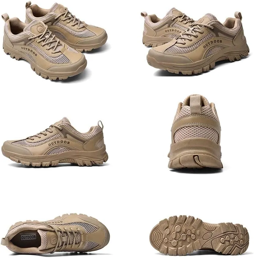 GEXECEUSS Hiking Shoes Men Lightweight Outdoor Wading Breathable Sneakers Low-Top Anti Slip Shock Absorption Camping Walking Shoes