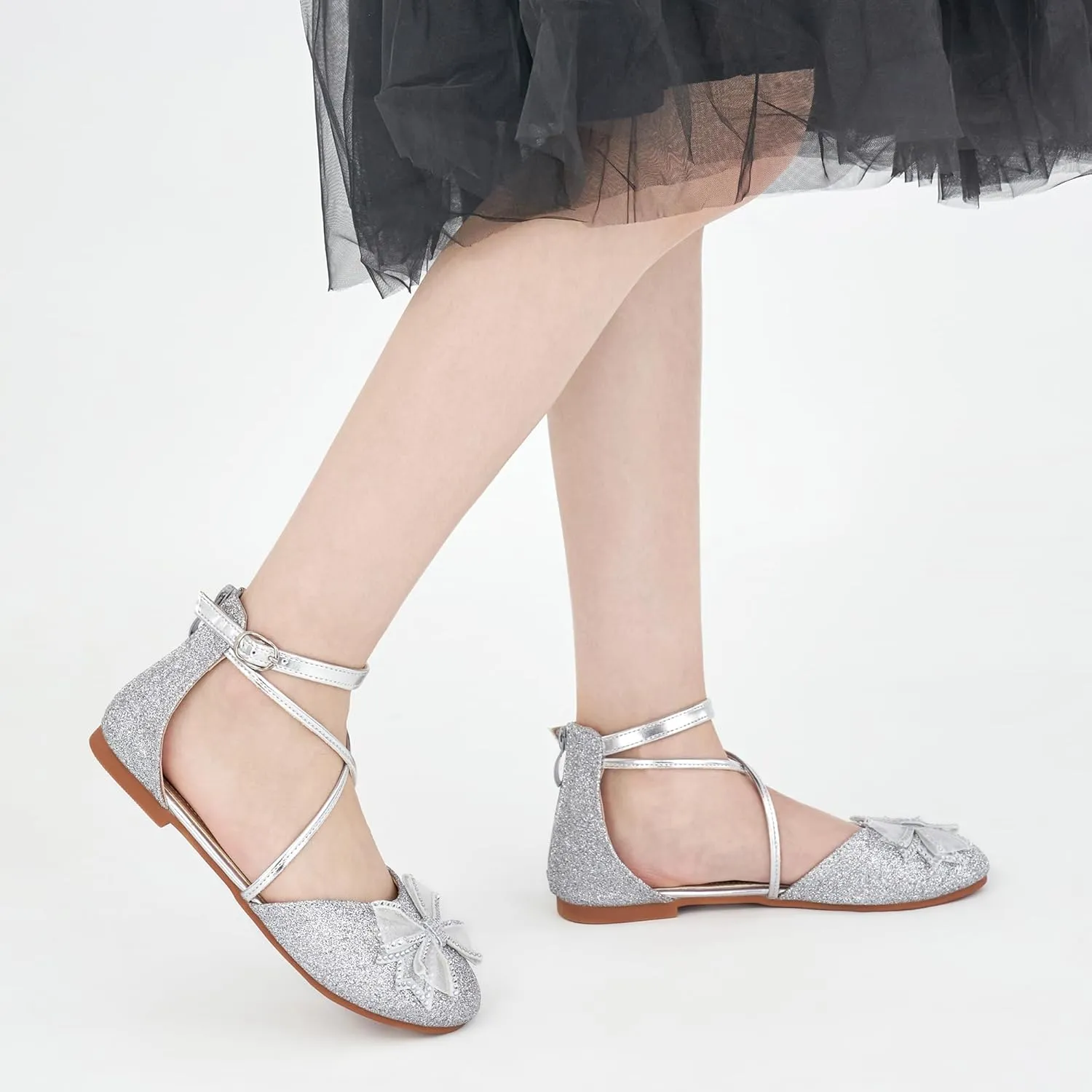 Girls Dress Shoes Flats: Little Kid Princess Wedding Party Ballet Flat - School Shoe for Girl