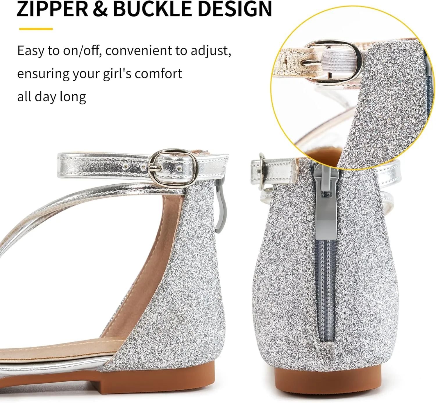 Girls Dress Shoes Flats: Little Kid Princess Wedding Party Ballet Flat - School Shoe for Girl