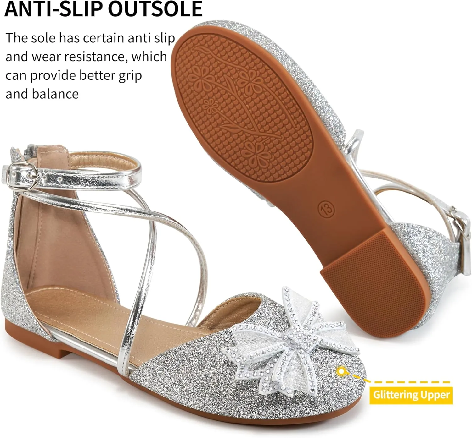 Girls Dress Shoes Flats: Little Kid Princess Wedding Party Ballet Flat - School Shoe for Girl