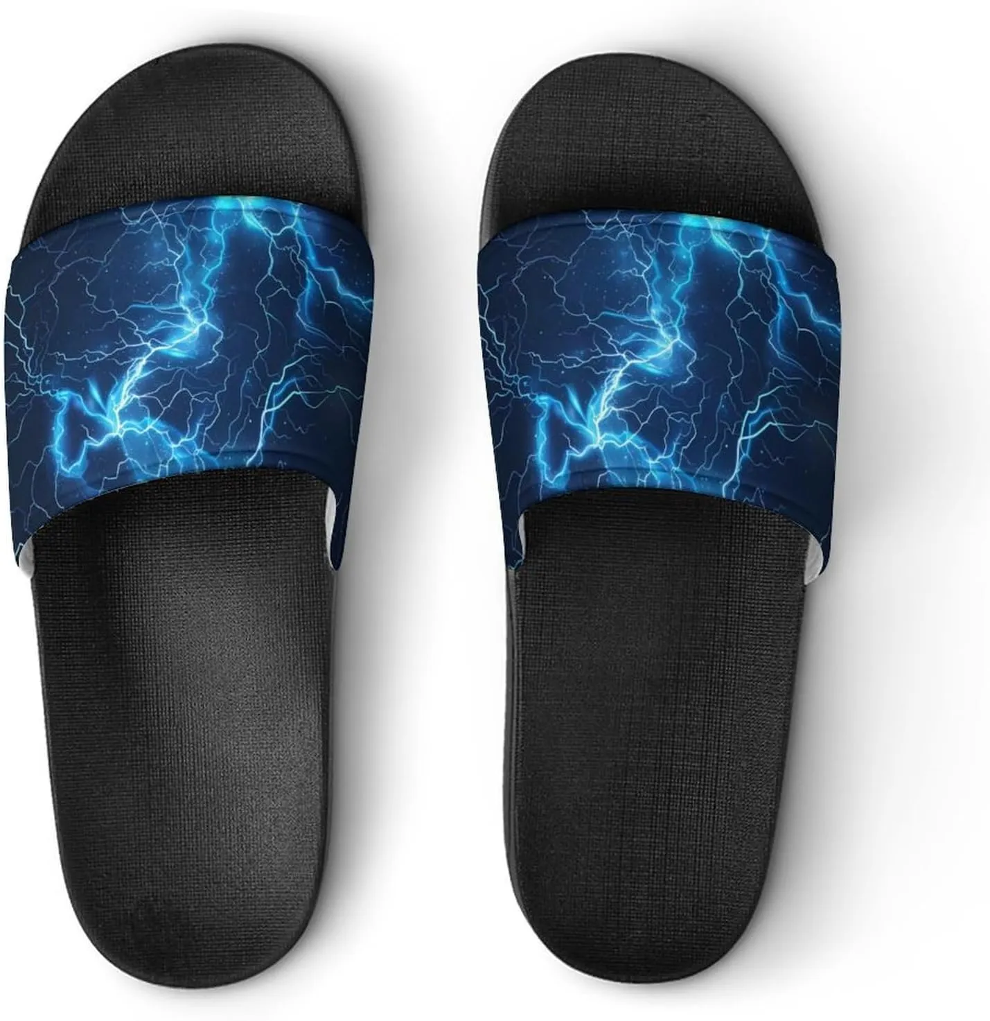 Glowing Blue Thunder Unisex Non-Slip Home Slippers Open-toe Outdoor Indoor Slide Shoes Shower Sandals