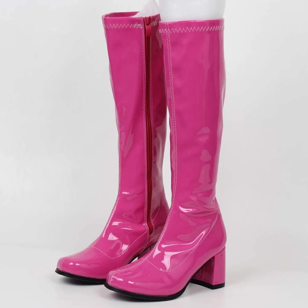 GOGO Boots for Women, Knee High Boots, PU Leather Zip Ladies Party Dance Shoes