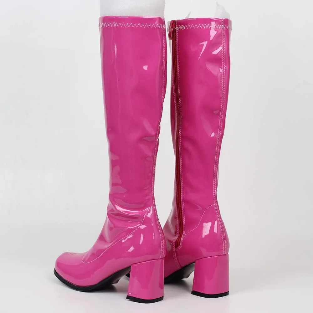 GOGO Boots for Women, Knee High Boots, PU Leather Zip Ladies Party Dance Shoes
