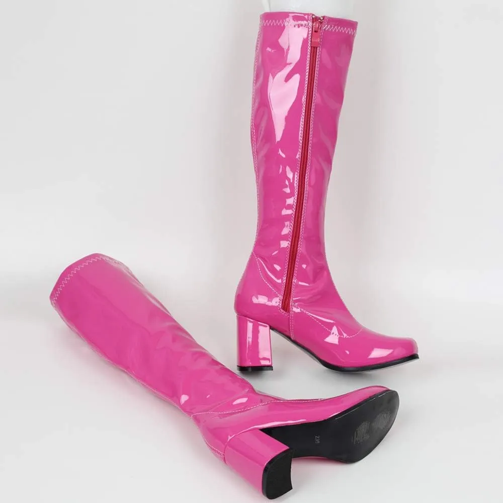 GOGO Boots for Women, Knee High Boots, PU Leather Zip Ladies Party Dance Shoes