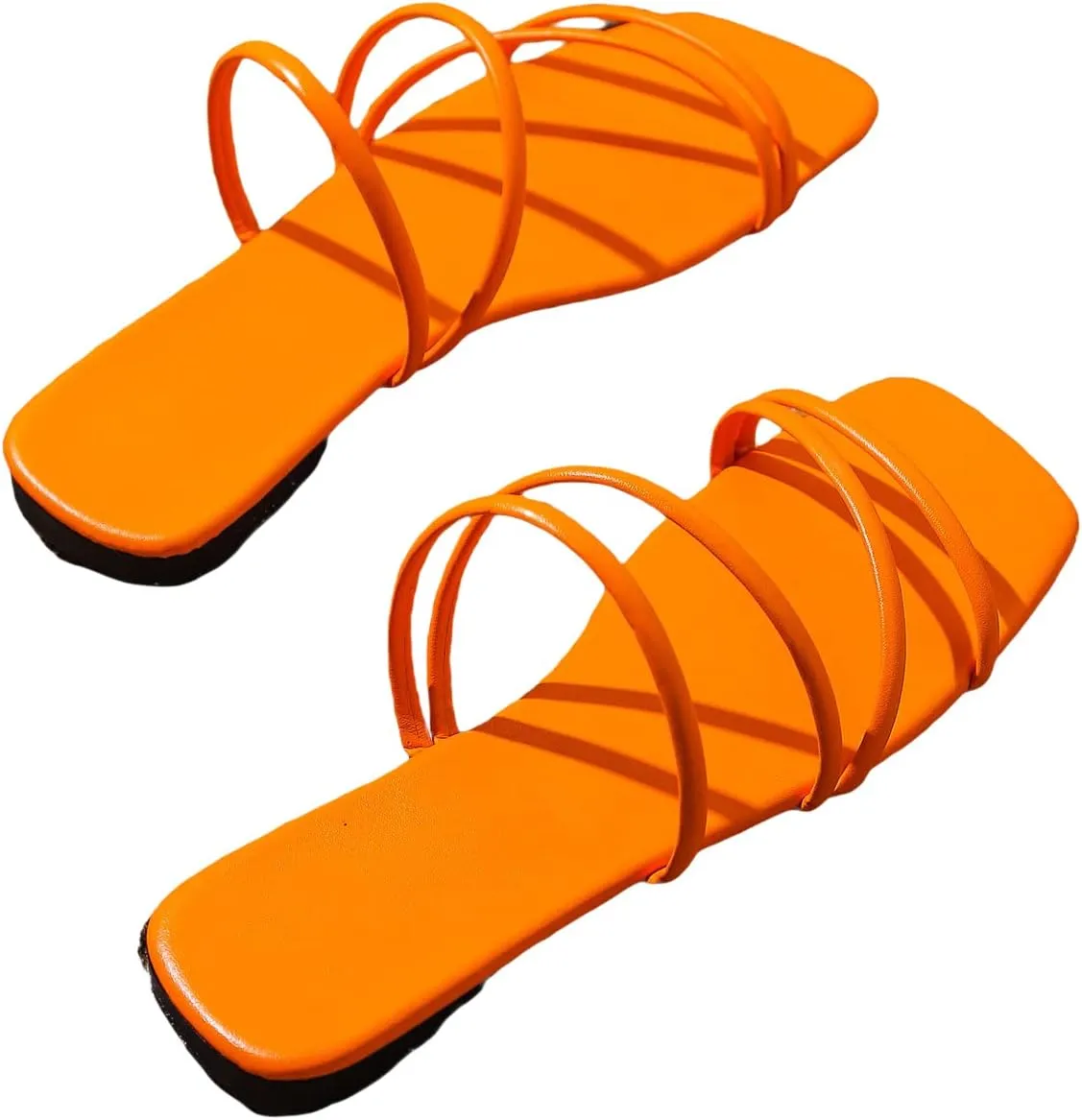 GORGLITTER Women's Strappy Flat Sandals Cute Dressy Open Toe Slip on Slide Sandals