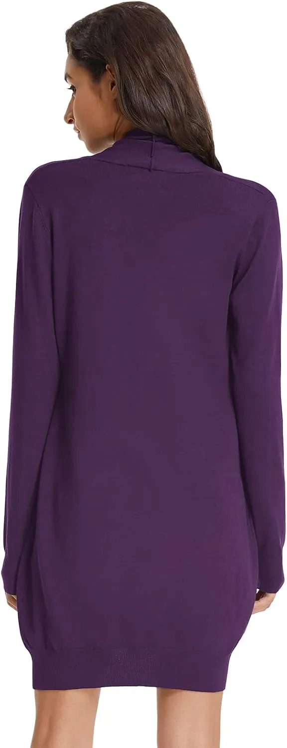 GRACE KARIN Women's Casual Open Front Cardigan Long Knitted Sweaters Shrug with Pockets
