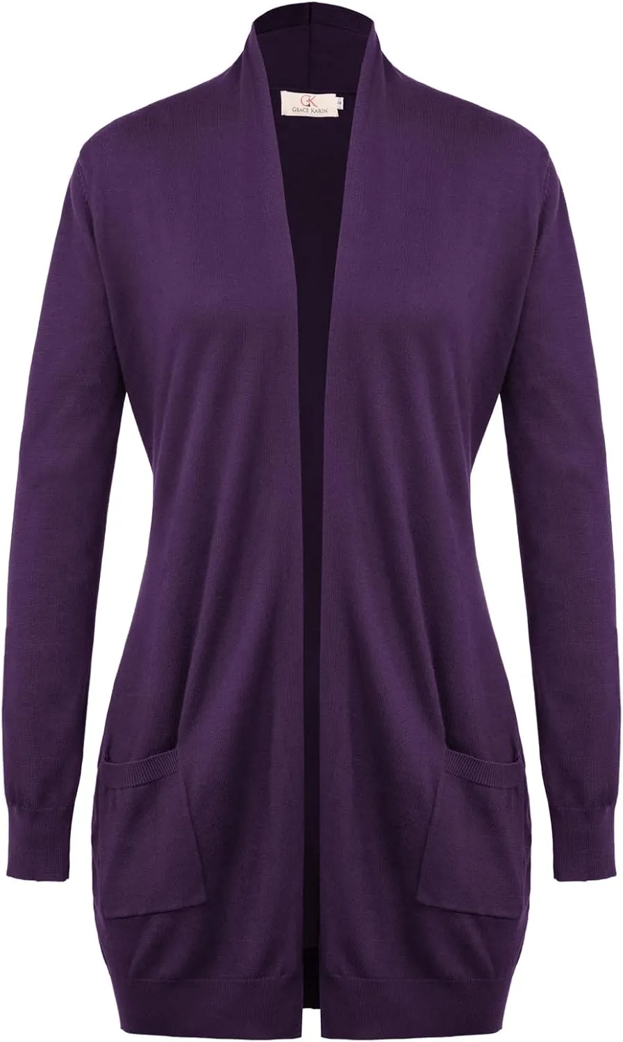 GRACE KARIN Women's Casual Open Front Cardigan Long Knitted Sweaters Shrug with Pockets