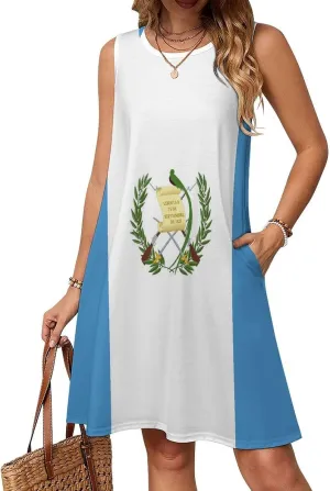 Guatemala Flag Women's Summer Dress Sleeveless Casual Loose Beach Vacation Tank Sundress