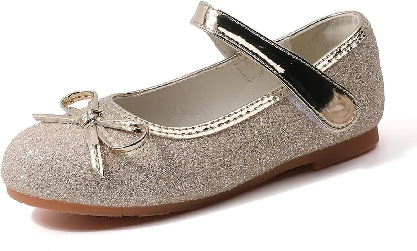 GUGUYeah Glitter Sparkle Girls Ballerina Dress Shoes Little Girl Princess Wedding Party Mary Jane Ballet Flats for Toddler and Kids