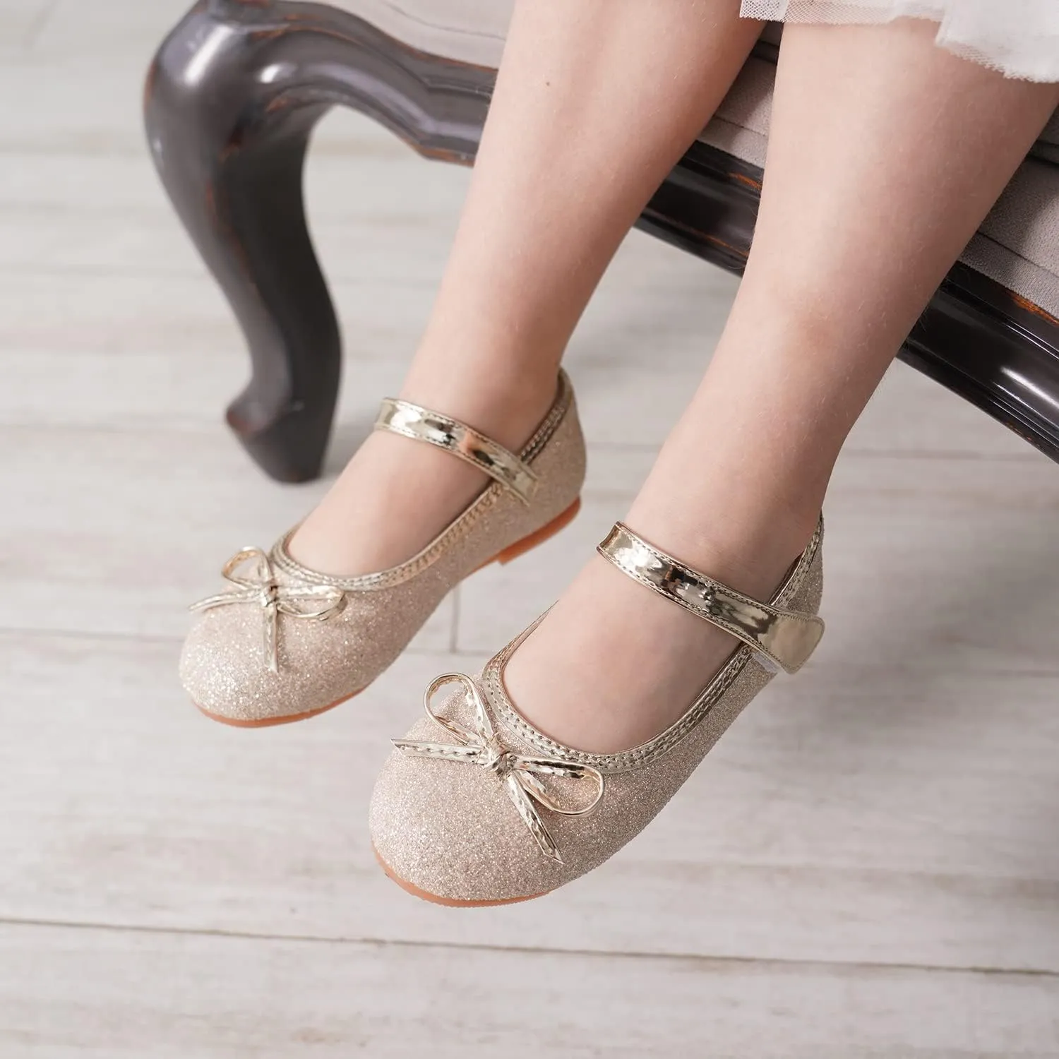 GUGUYeah Glitter Sparkle Girls Ballerina Dress Shoes Little Girl Princess Wedding Party Mary Jane Ballet Flats for Toddler and Kids