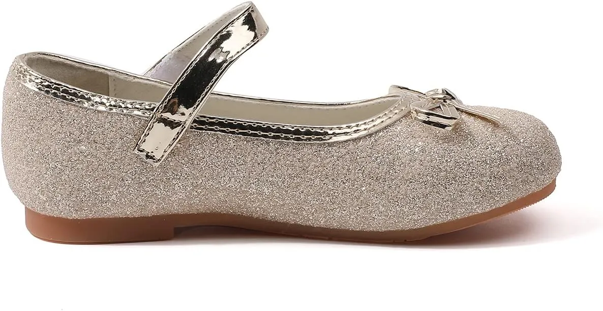 GUGUYeah Glitter Sparkle Girls Ballerina Dress Shoes Little Girl Princess Wedding Party Mary Jane Ballet Flats for Toddler and Kids