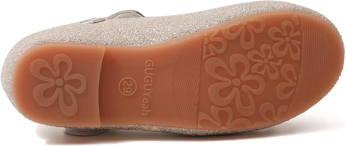 GUGUYeah Glitter Sparkle Girls Ballerina Dress Shoes Little Girl Princess Wedding Party Mary Jane Ballet Flats for Toddler and Kids