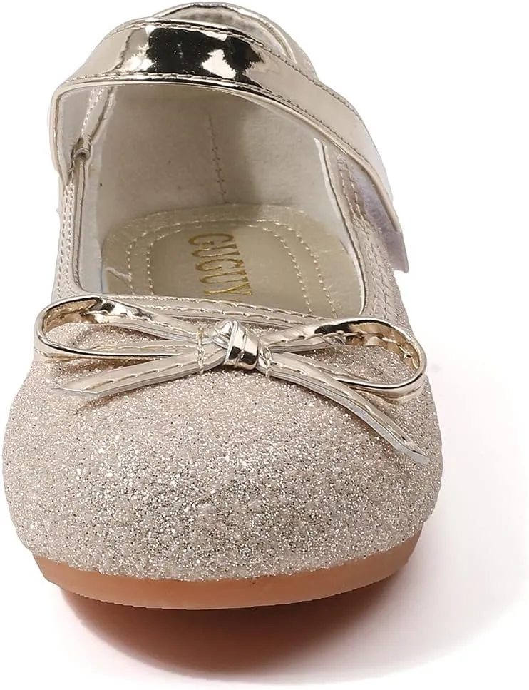 GUGUYeah Glitter Sparkle Girls Ballerina Dress Shoes Little Girl Princess Wedding Party Mary Jane Ballet Flats for Toddler and Kids