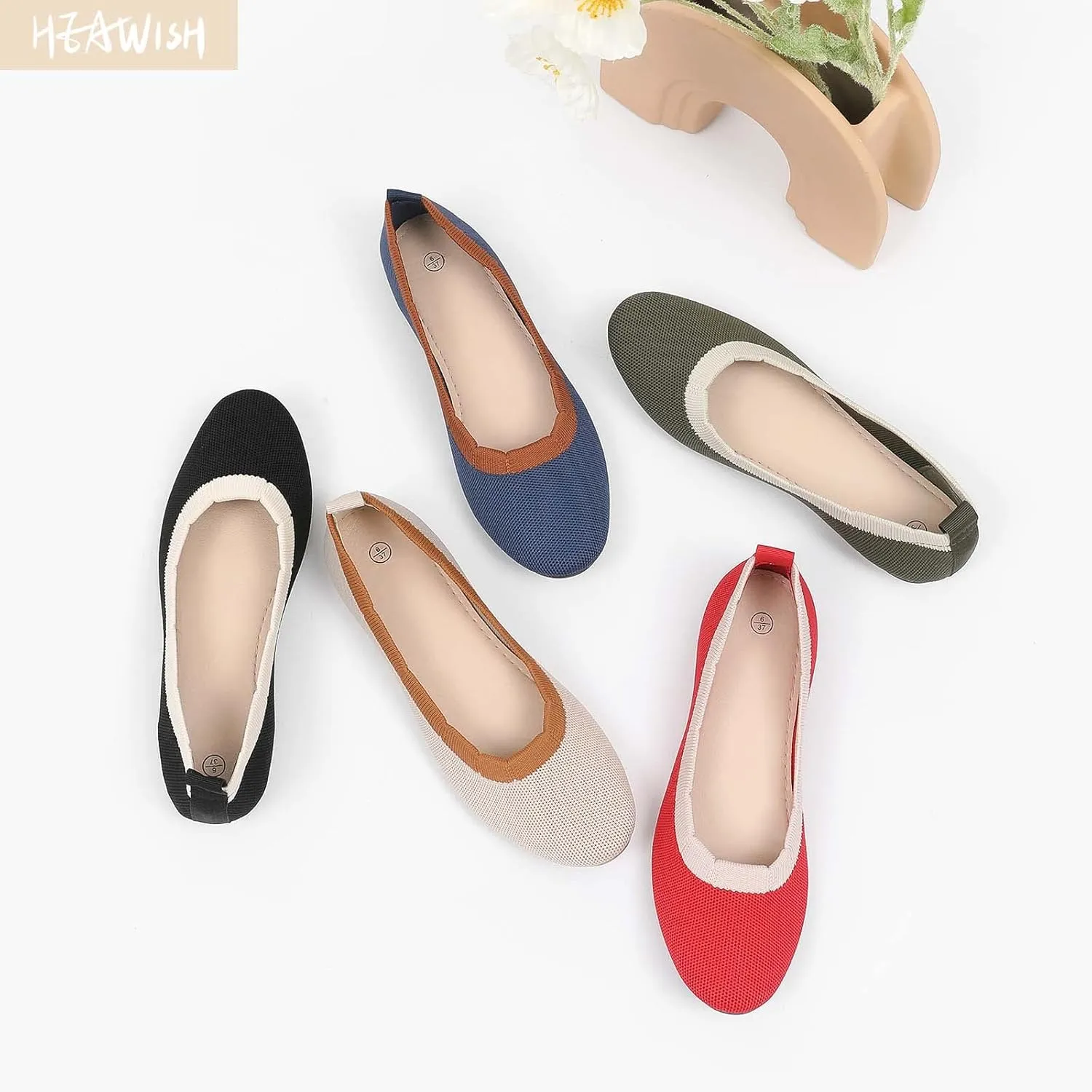 HEAWISH Women's Floral Collar Flats