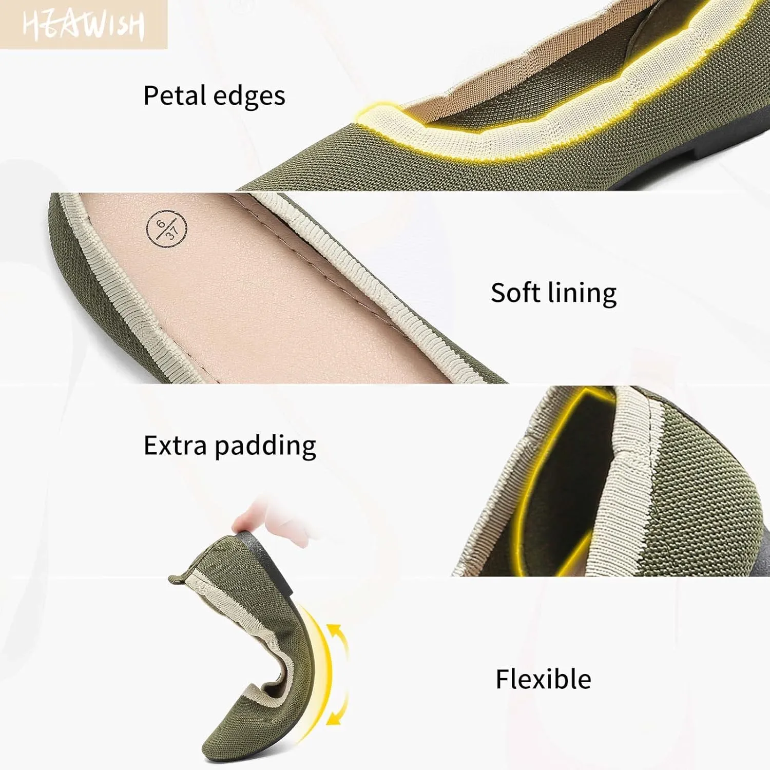 HEAWISH Women's Floral Collar Flats