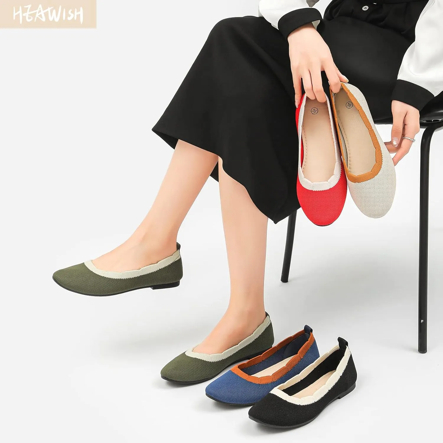 HEAWISH Women's Floral Collar Flats
