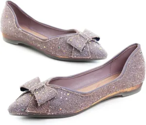 Hee grand Flats for Women Pointed Toe Bowknot Crystals Shoes Glittering Rhinestone Wedding Dress Shoes