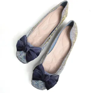 Hee grand Women Crystals Bowknot Ballet Flats Square Toe Slip On Flat Shoes Fashion Rhinestones Dress Shoes