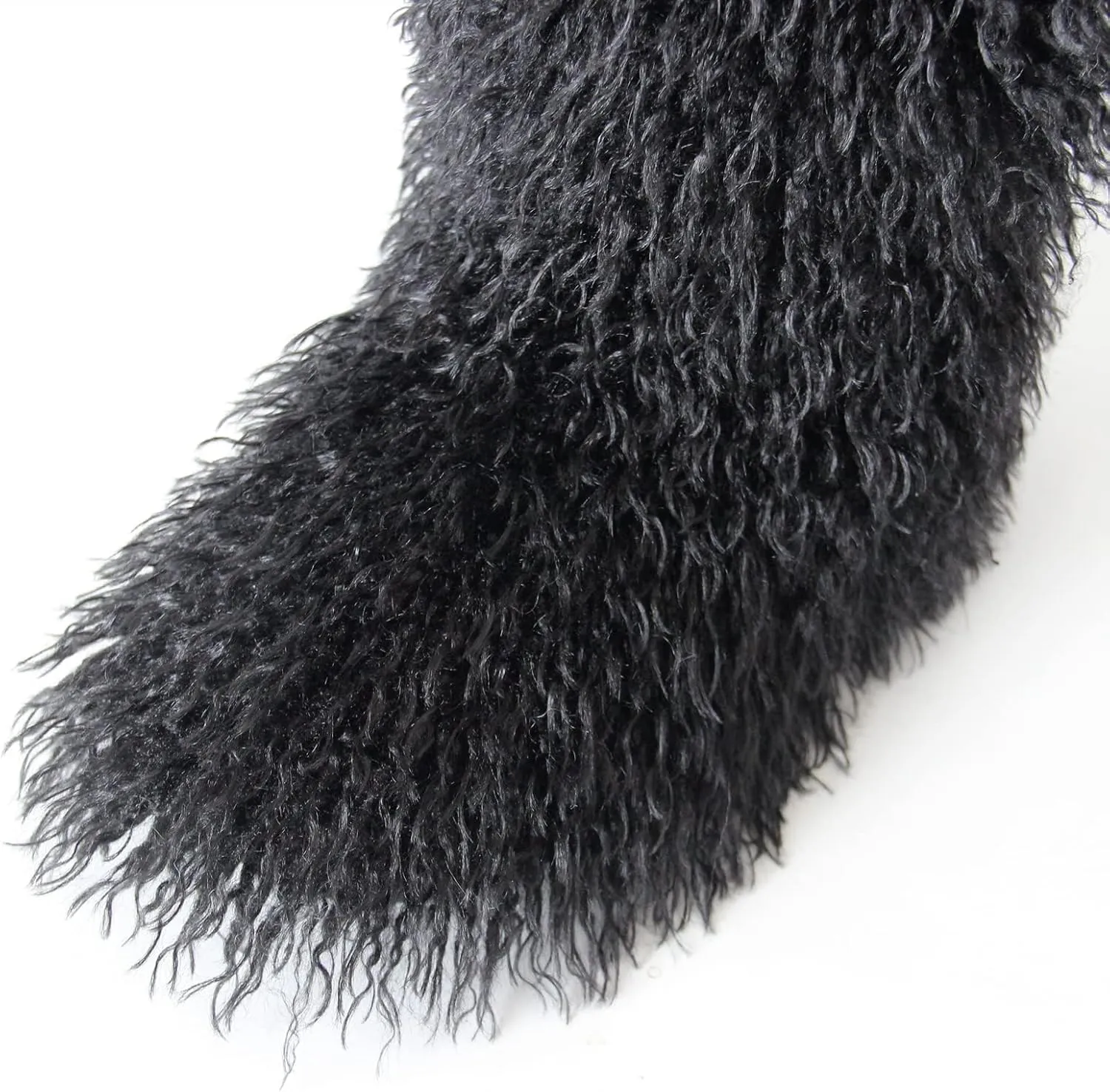 HINDOLA Women's Faux Fur Mid-Calf Boots: Warm Fur Lining, Non-Slip Soles, Water-Repellent Material - Black