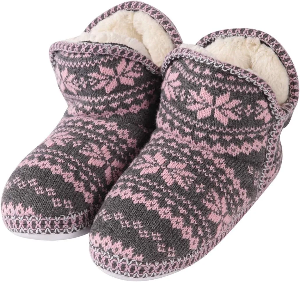 Home Slipper Bootie Slippers Women's Woolen Yarn Plush Lining Fuzzy Warm Indoor Ankle Boots