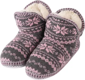 Home Slipper Bootie Slippers Women's Woolen Yarn Plush Lining Fuzzy Warm Indoor Ankle Boots