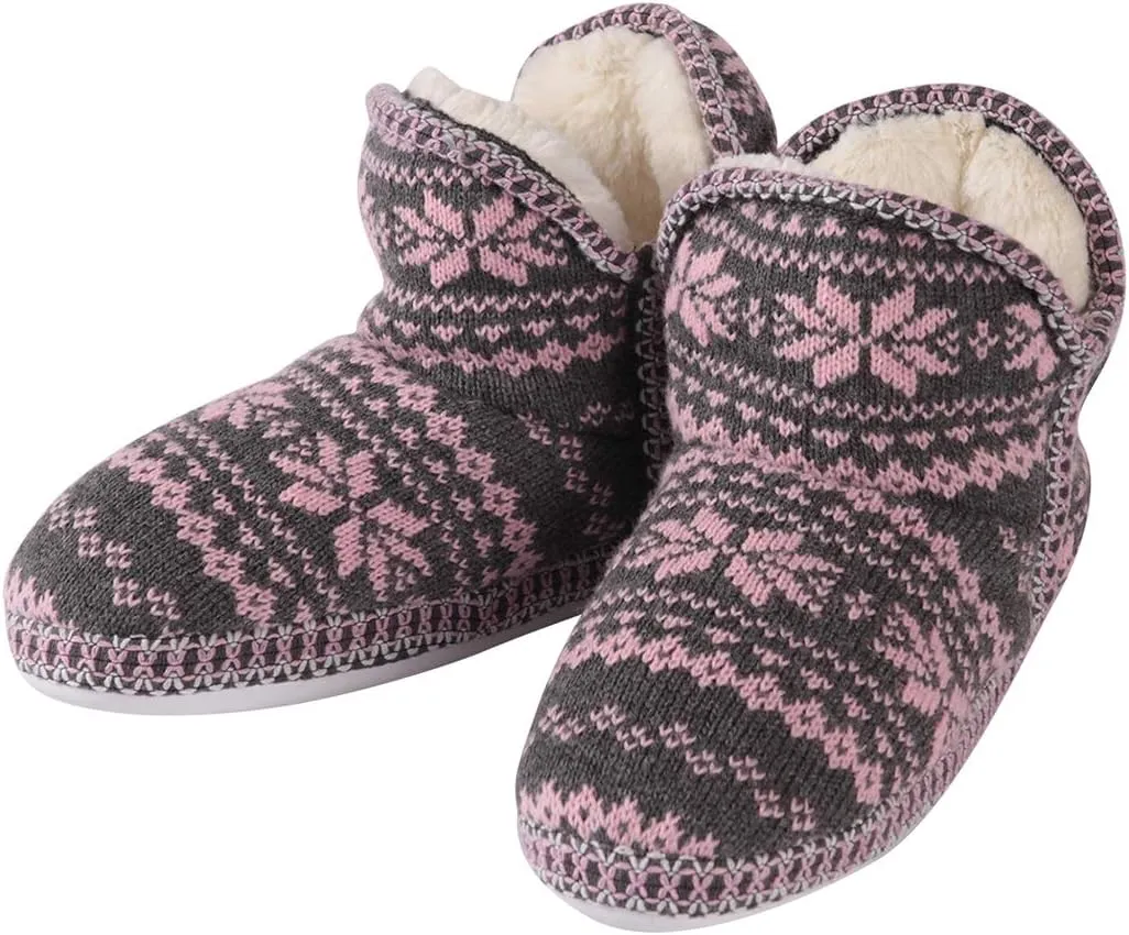 Home Slipper Bootie Slippers Women's Woolen Yarn Plush Lining Fuzzy Warm Indoor Ankle Boots