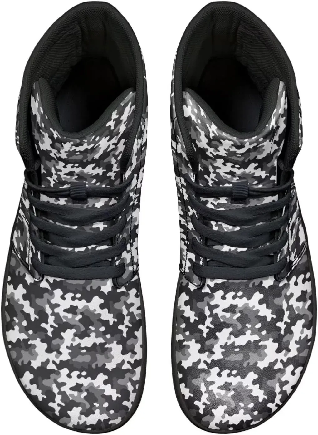 Howilath Camo Print Barefoot Running Shoes High Top Sneakers, Anti-Skid Zero Drop Sneaker Minimalist Shoes