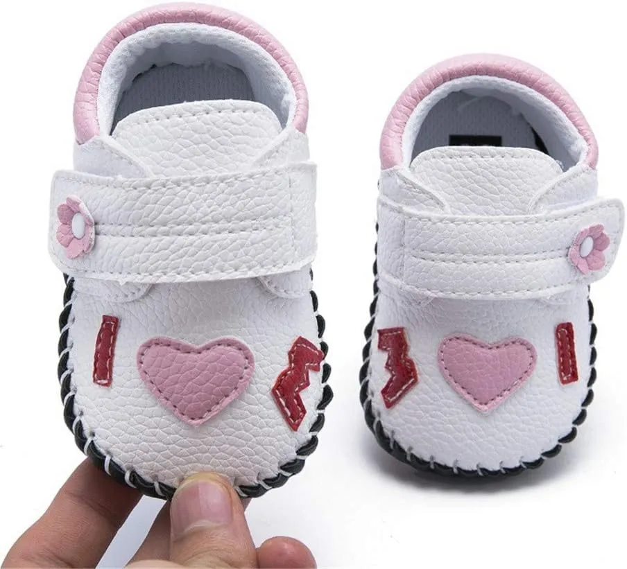 HsdsBebe Baby Boys Girls Pu Leather Hard Bottom Walking Sneakers Toddler Rubber Sole First Walkers Infant Cartoon Slippers Crib Shoes