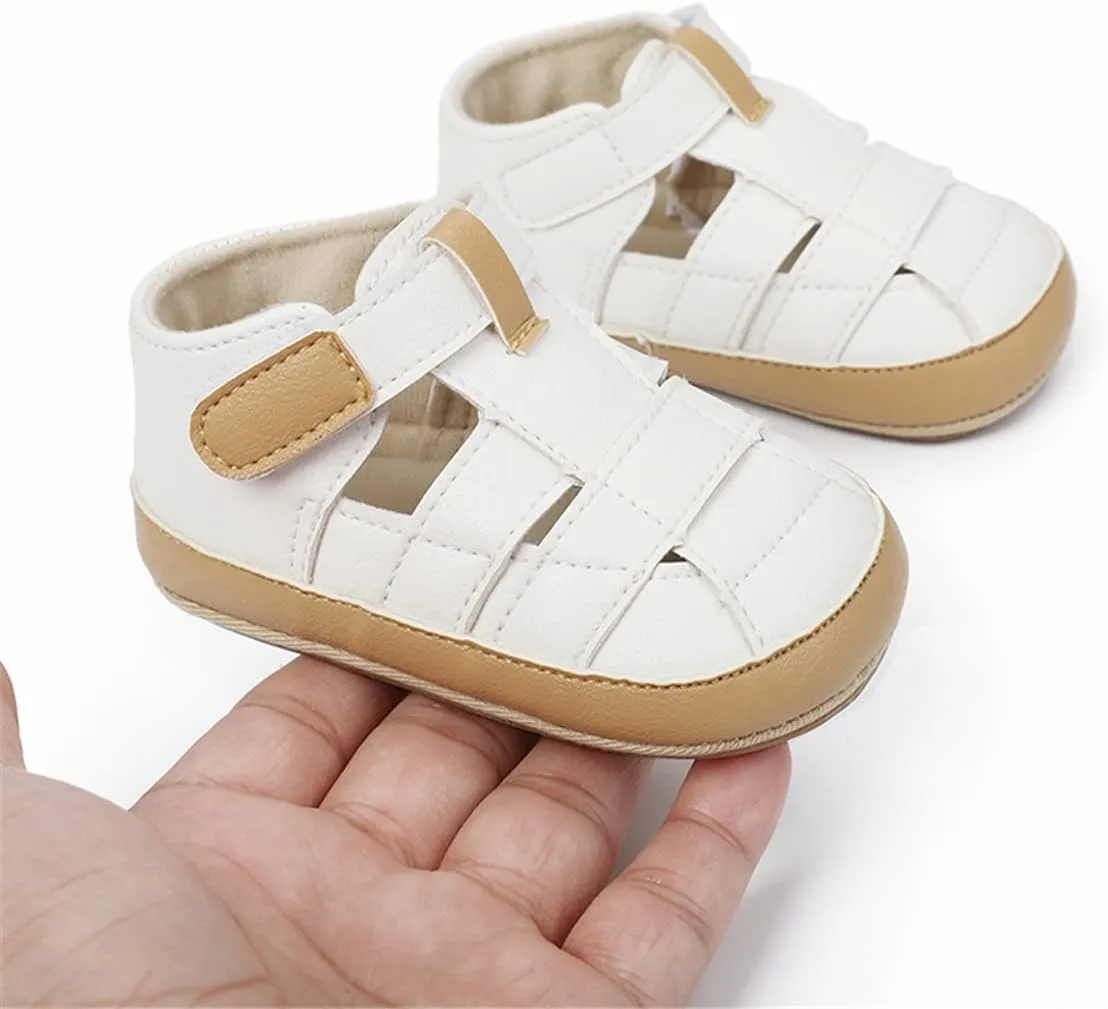 HsdsBebe Baby Boys Girls Pu Leather Hard Bottom Walking Sneakers Toddler Rubber Sole First Walkers Infant Cartoon Slippers Crib Shoes
