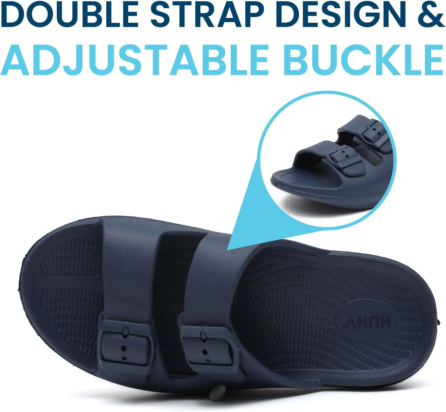 HUHV Recovery Comfort Sandals- Orthopedic Flip-Flop and Slide Sandals with Arch Support and Extra Cushion EVA Footbed for Men and Women