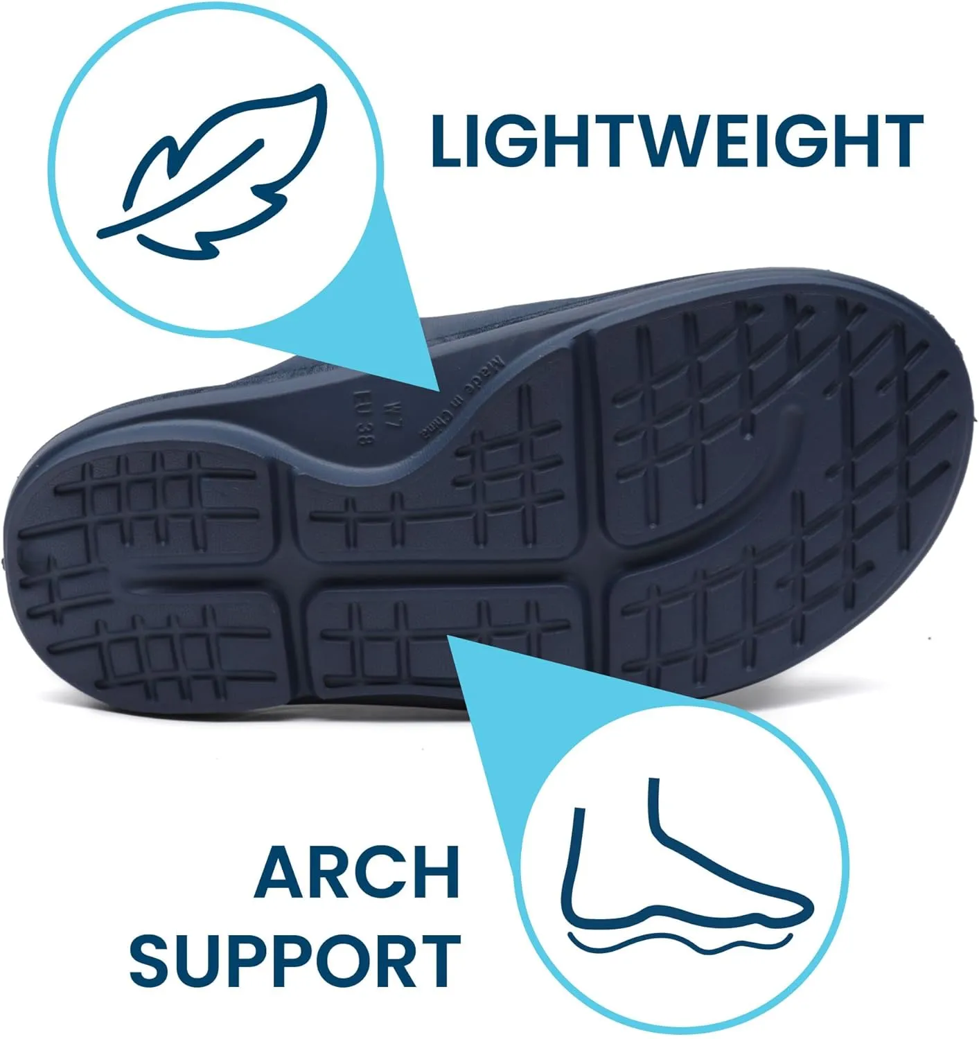 HUHV Recovery Comfort Sandals- Orthopedic Flip-Flop and Slide Sandals with Arch Support and Extra Cushion EVA Footbed for Men and Women