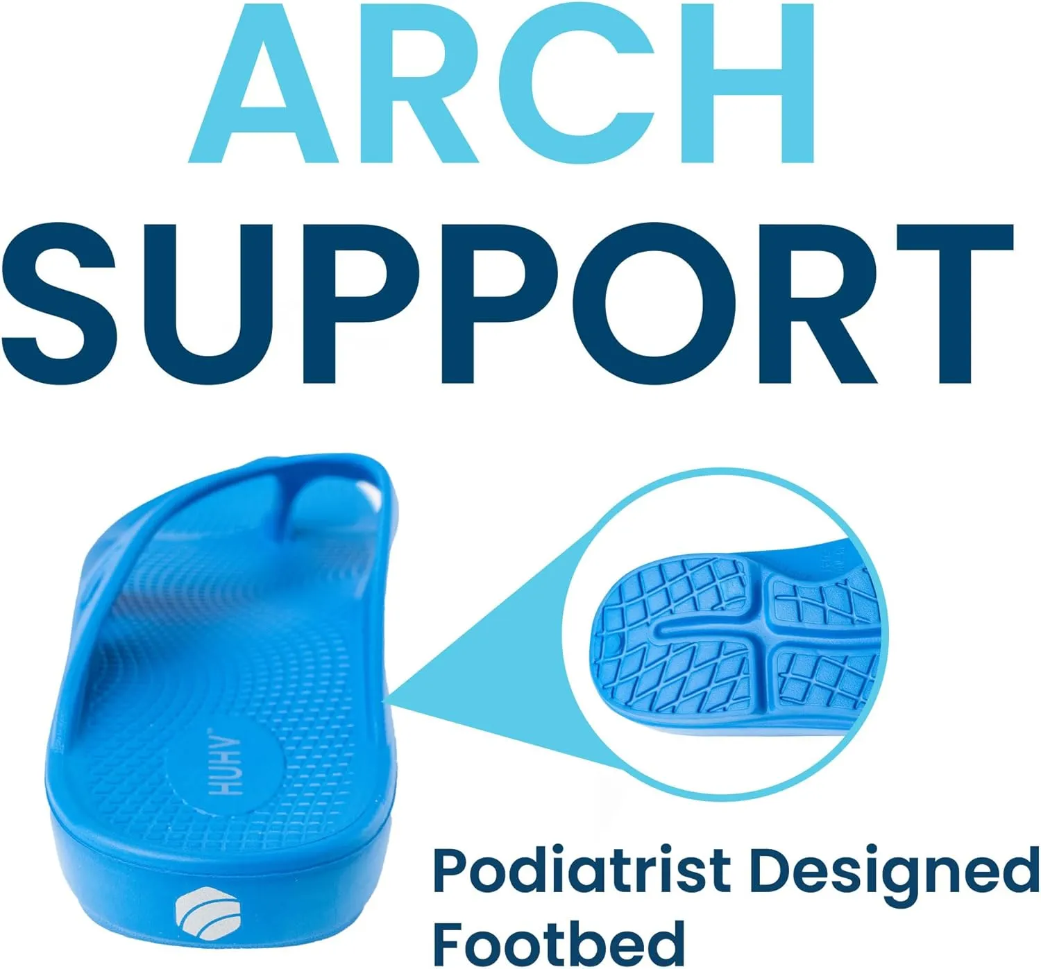 HUHV Recovery Comfort Sandals- Orthopedic Flip-Flop and Slide Sandals with Arch Support and Extra Cushion EVA Footbed for Men and Women
