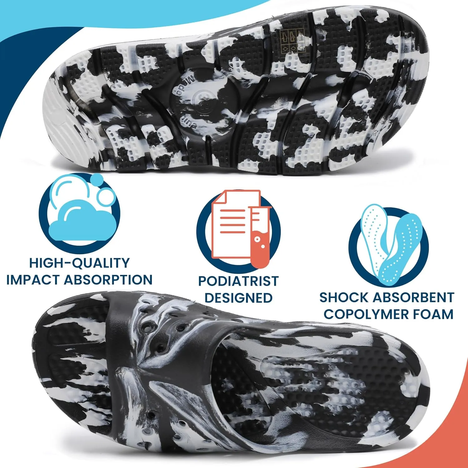 HUHV Women's MAX Cushion Arch Pod Tech Recovery comfort Slide Sandal with Comfort Orthotic Arch Support and our Proprietary HEALIUM Foam Technology