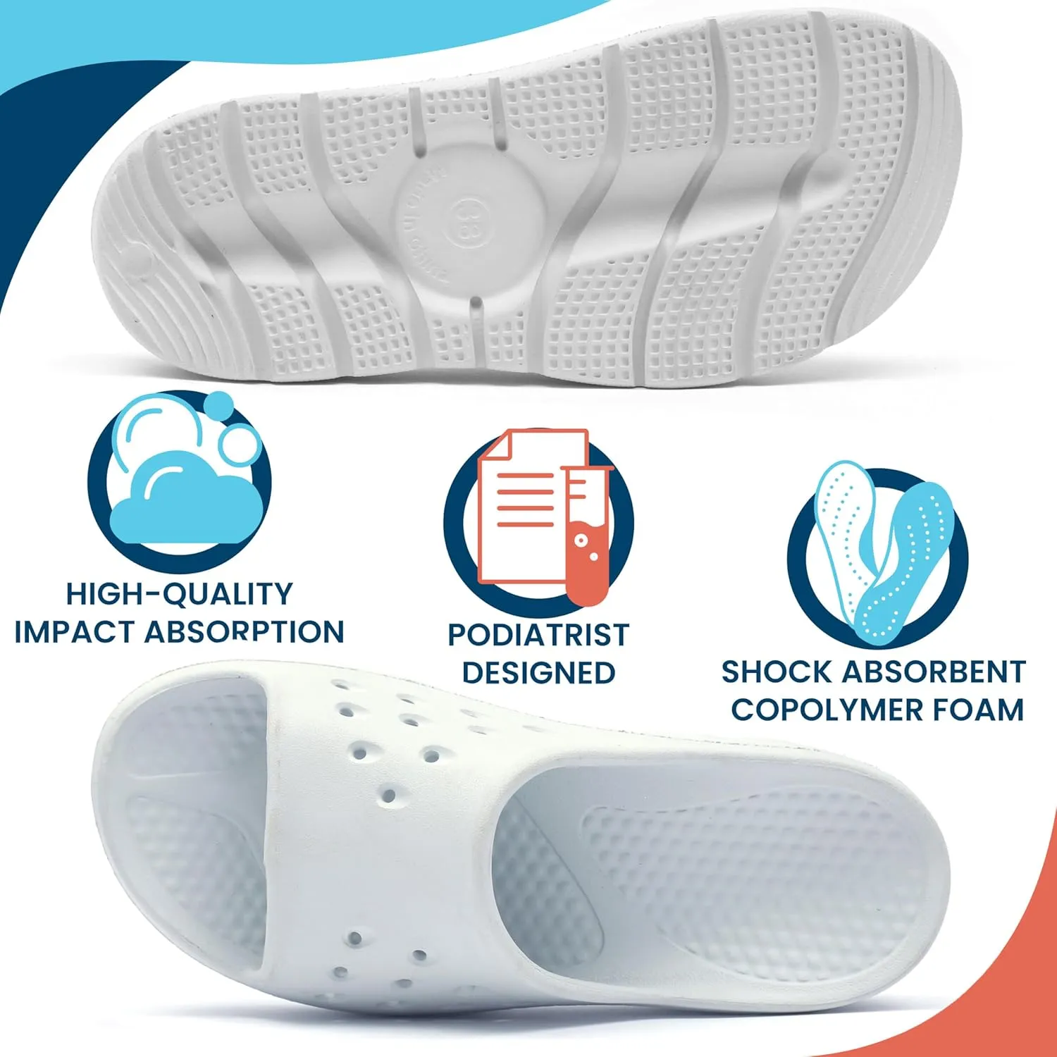 HUHV Women's MAX Cushion Arch Pod Tech Recovery comfort Slide Sandal with Comfort Orthotic Arch Support and our Proprietary HEALIUM Foam Technology