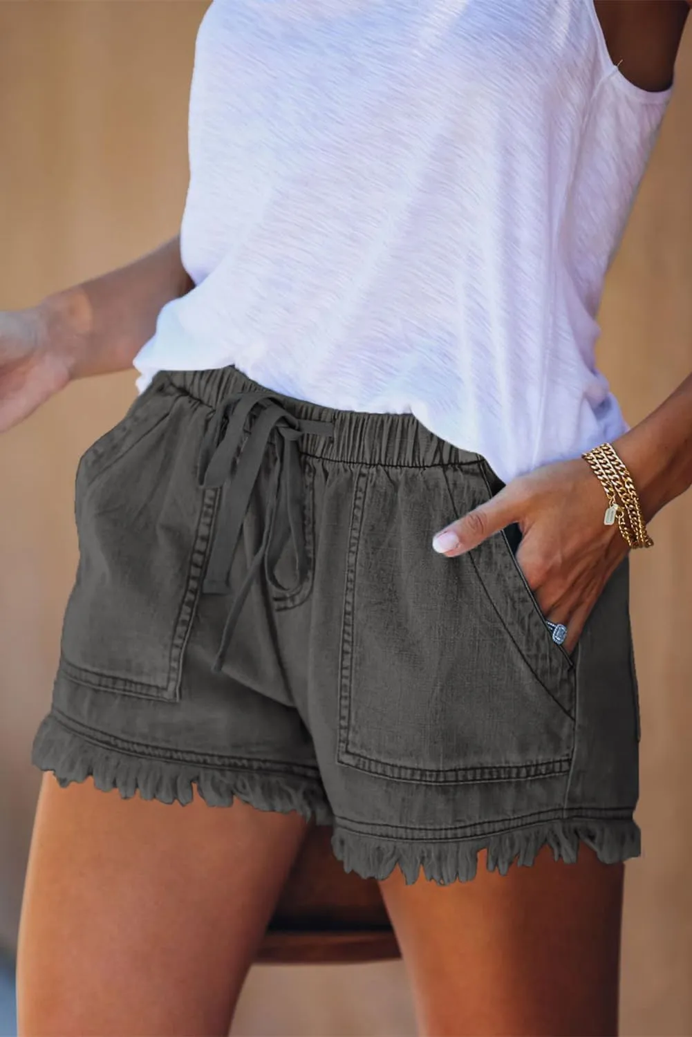 HVEPUO Women Casual Summer Shorts Elastic High Waisted Short Pants with Pockets