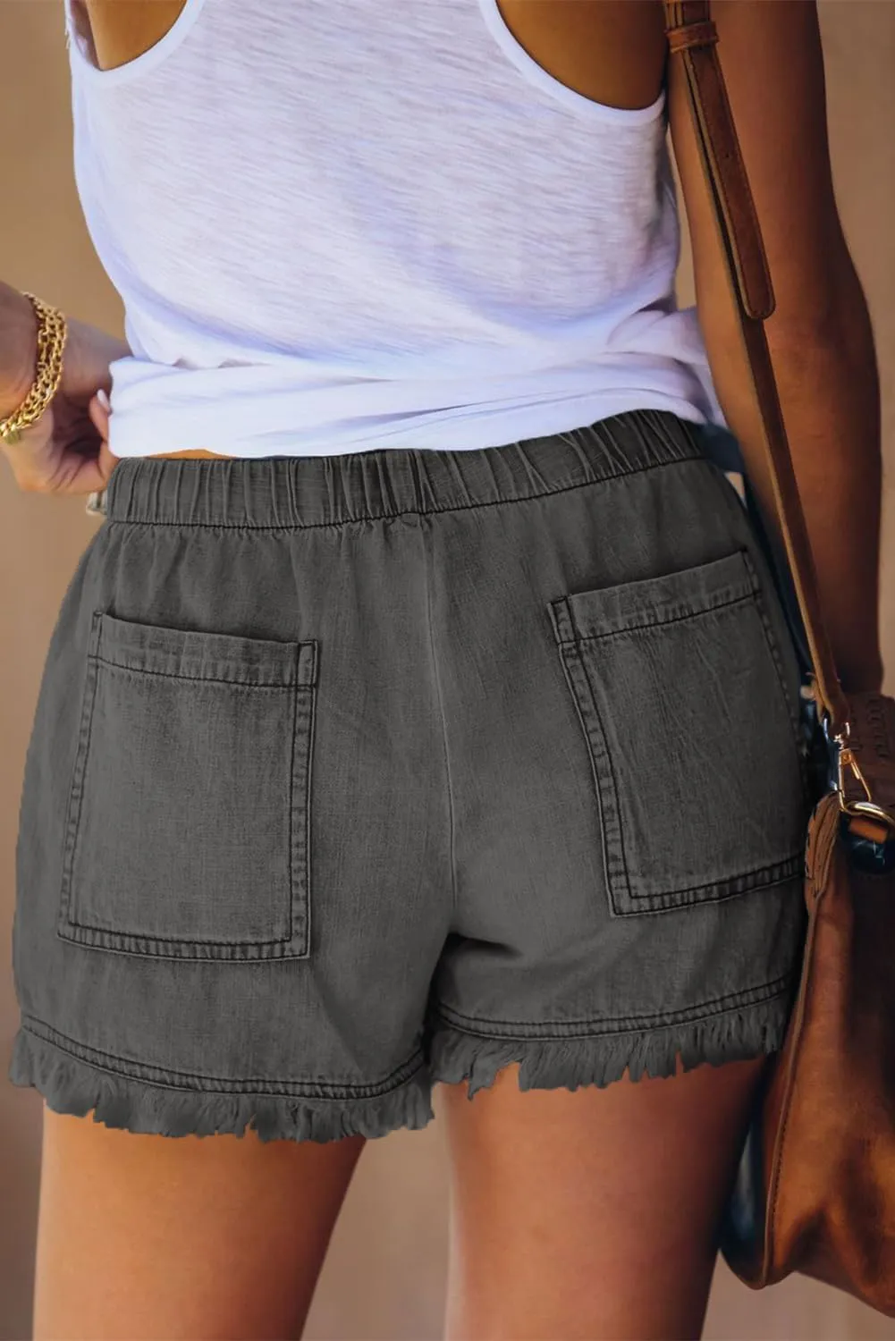 HVEPUO Women Casual Summer Shorts Elastic High Waisted Short Pants with Pockets