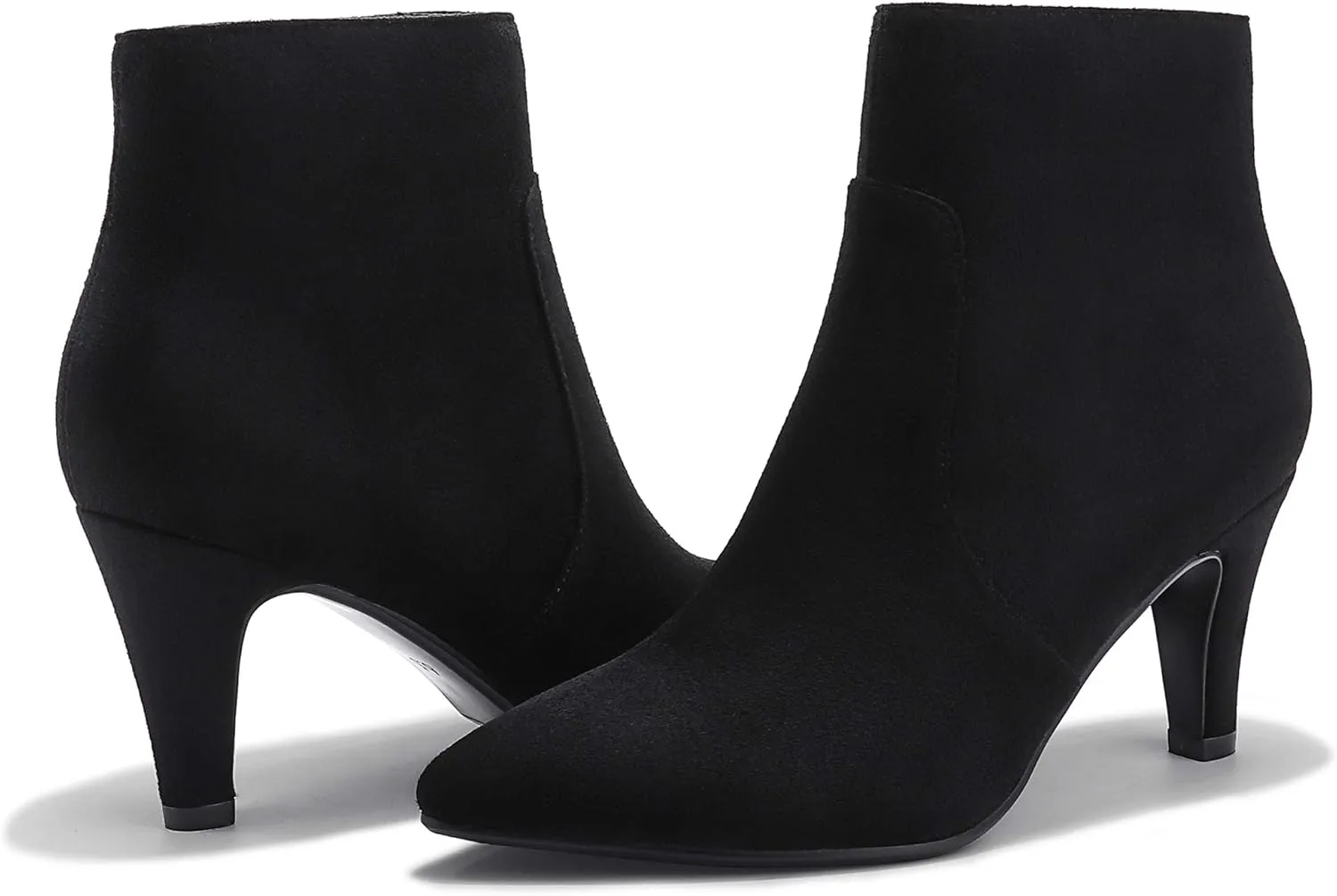 IDIFU Women's CLARA-Z Pointed Toe High Heel Ankle Booties Zipper Buckle Strap Short Boots