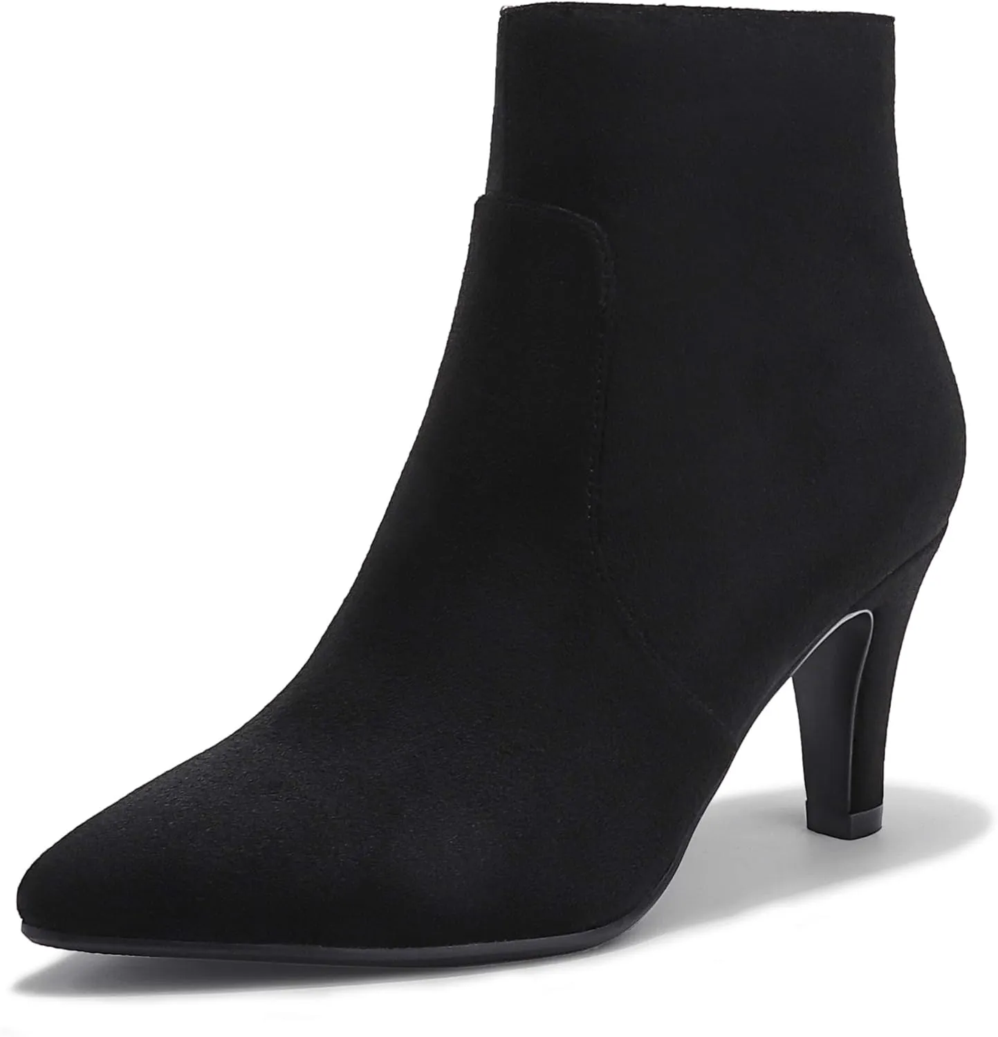 IDIFU Women's CLARA-Z Pointed Toe High Heel Ankle Booties Zipper Buckle Strap Short Boots