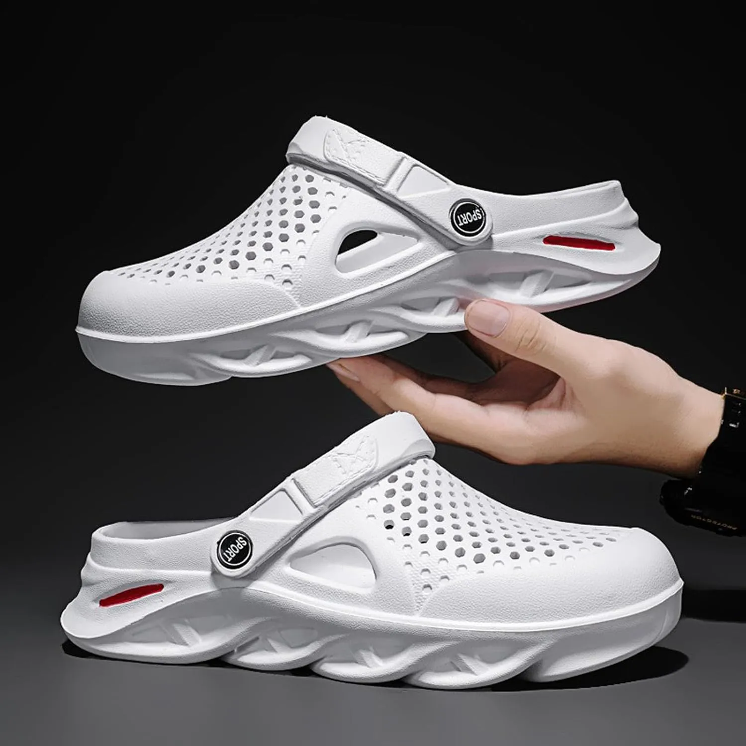ihinzry Men's Garden Clogs Slip On Slides Shoes Water Beach Pool Sandals for Men Outdoor Slippers with Cushion Footbed