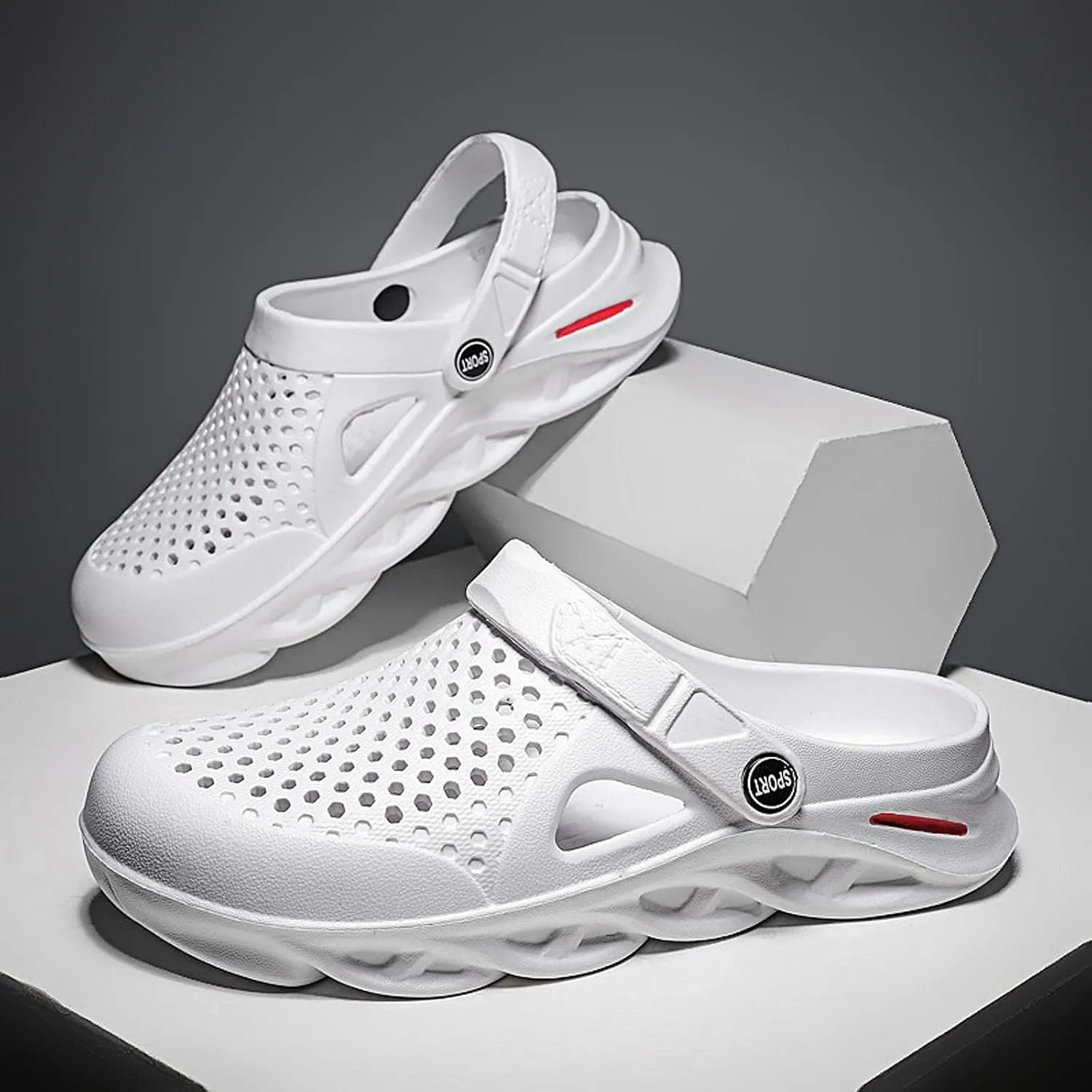 ihinzry Men's Garden Clogs Slip On Slides Shoes Water Beach Pool Sandals for Men Outdoor Slippers with Cushion Footbed