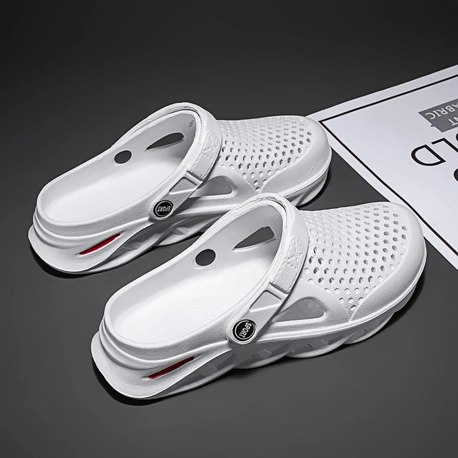 ihinzry Men's Garden Clogs Slip On Slides Shoes Water Beach Pool Sandals for Men Outdoor Slippers with Cushion Footbed