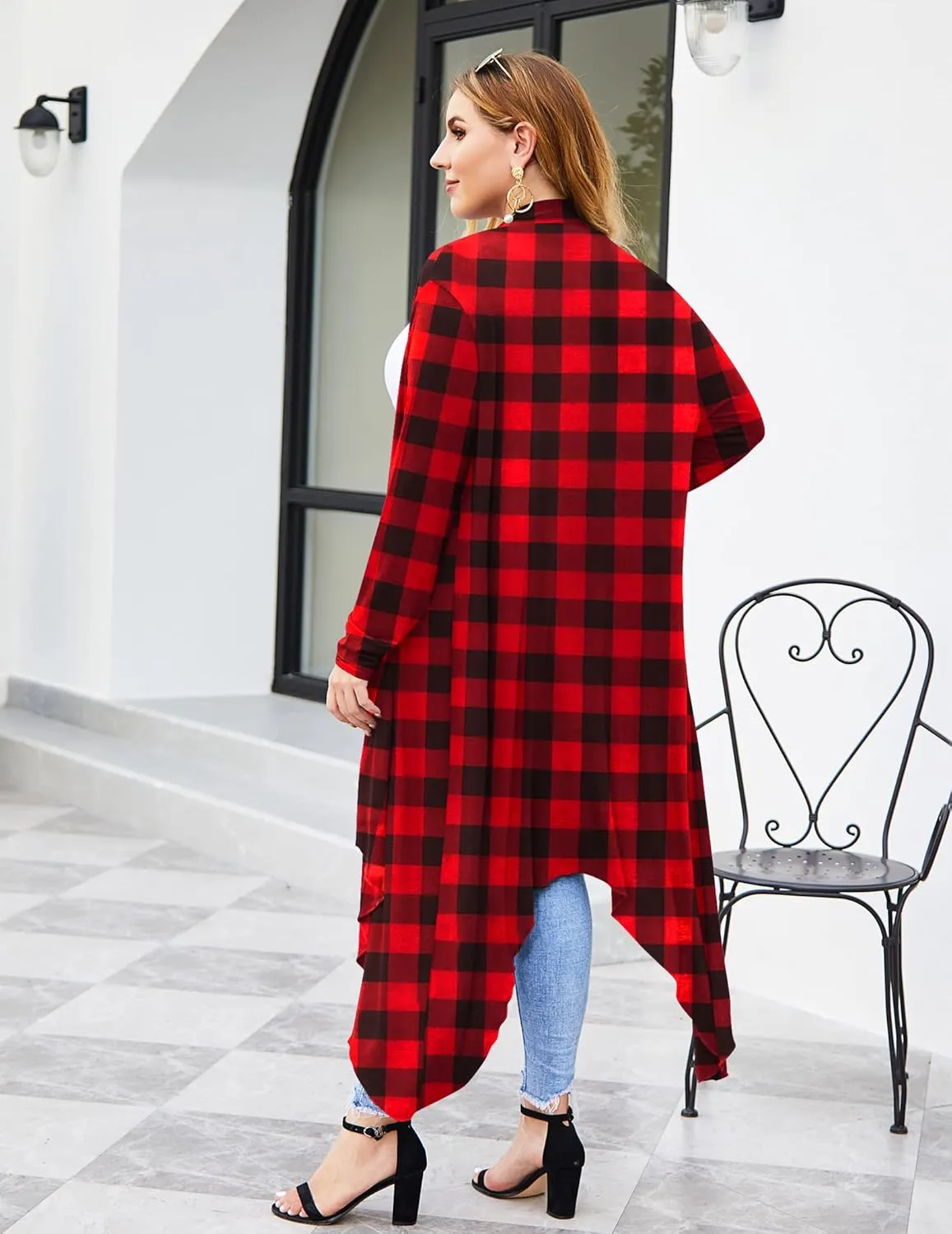 IN'VOLAND Women's Plus Size Cardigan Long Sleeve Open Front Drape Cardigans Lightweight Long Duster（L-5XL）