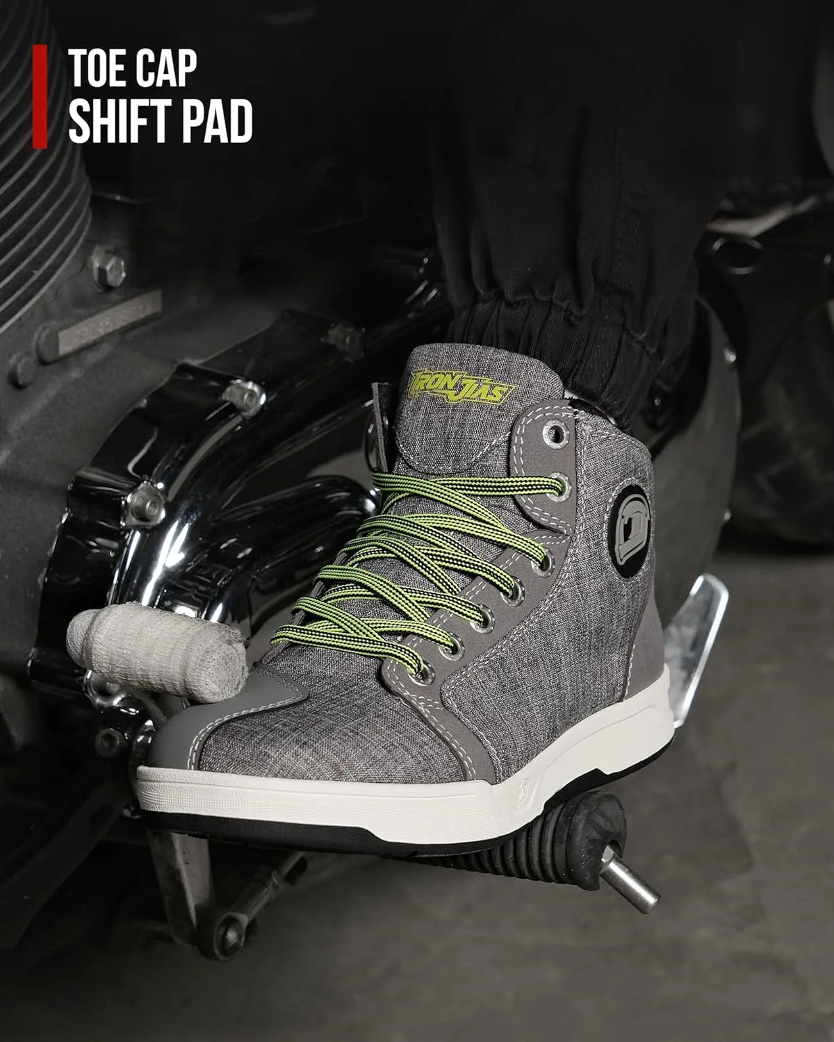 IRON JIA'S Motorcycle Shoes for Men, Breathable Anti-Slip Protective Gear, Powersport Casual Motorcycle Riding Boots (Grey 12)