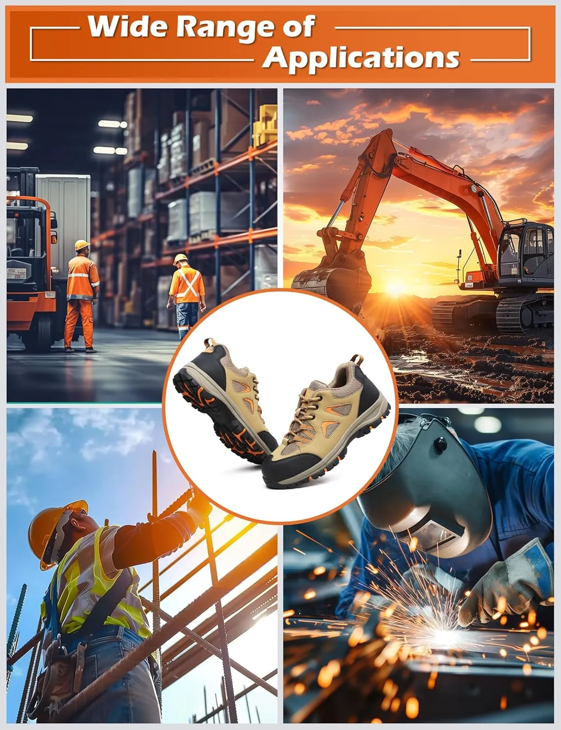 ISOOUS Steel Toe Shoes for Men Women Safety Composite Toe Sneakers Lightweight Comfortable Non Slip Resistant Work Shoes for Men Utility Indestructible Industrial Construction