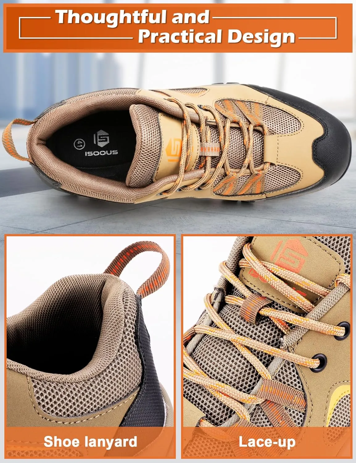 ISOOUS Steel Toe Shoes for Men Women Safety Composite Toe Sneakers Lightweight Comfortable Non Slip Resistant Work Shoes for Men Utility Indestructible Industrial Construction
